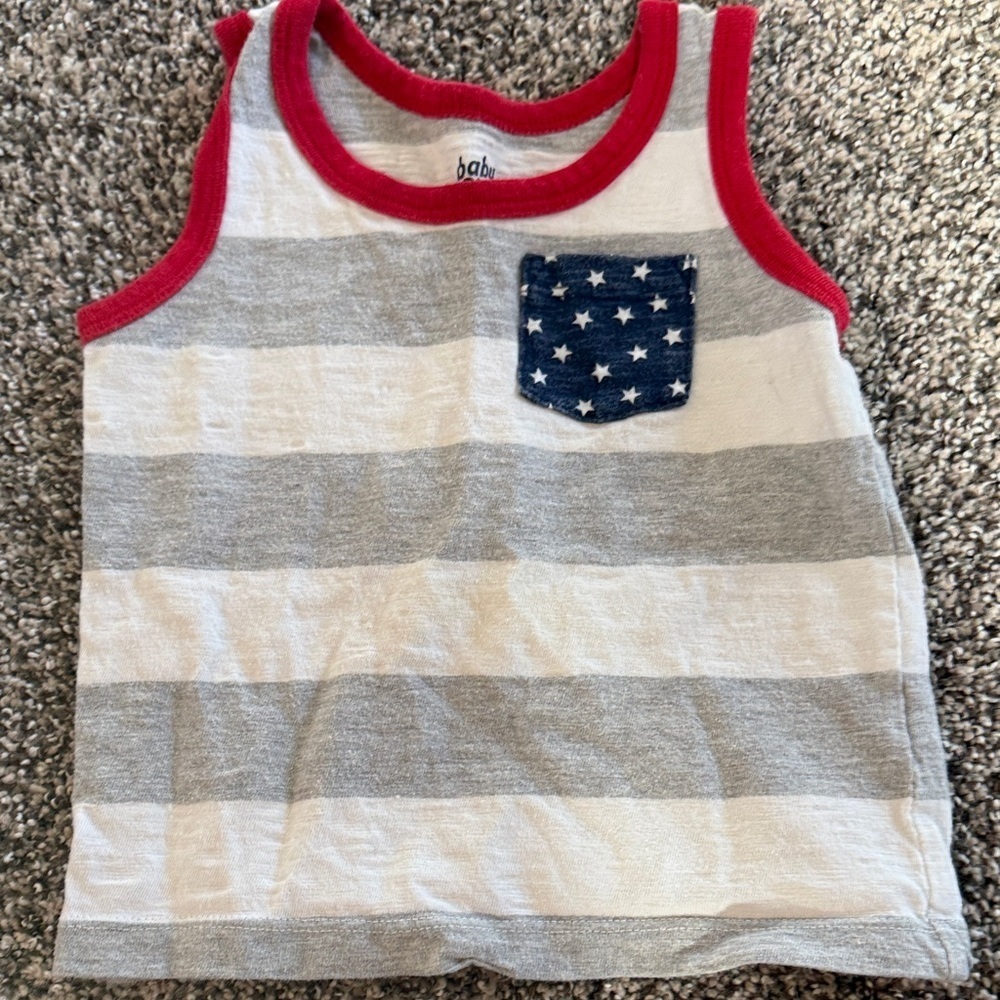 5/$10 100% Cotton Baby boy Baby Bgosh Striped Tank Top with Star Size 9-12 Mo